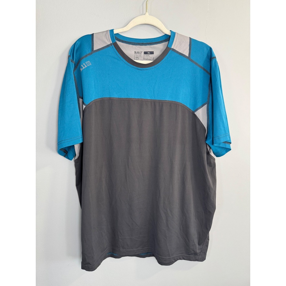 5.11 Tactical‎ Men's XL Blue Gray Color Block Short Sleeve T Shirt Performance